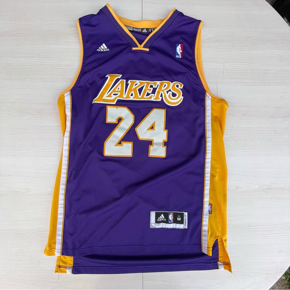 Kobe Bryant Lakers Basketball Jersey #24 Medium M Purple and Yellow Adidas NBA